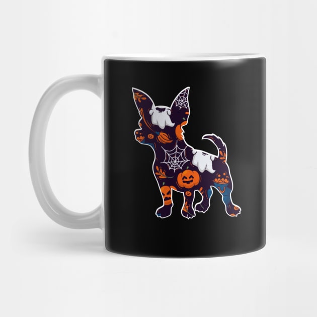 CHIHUAHUA DOG  FUNNY GHOST PUMPKIN HALLOWEEN PATTERN by madani04